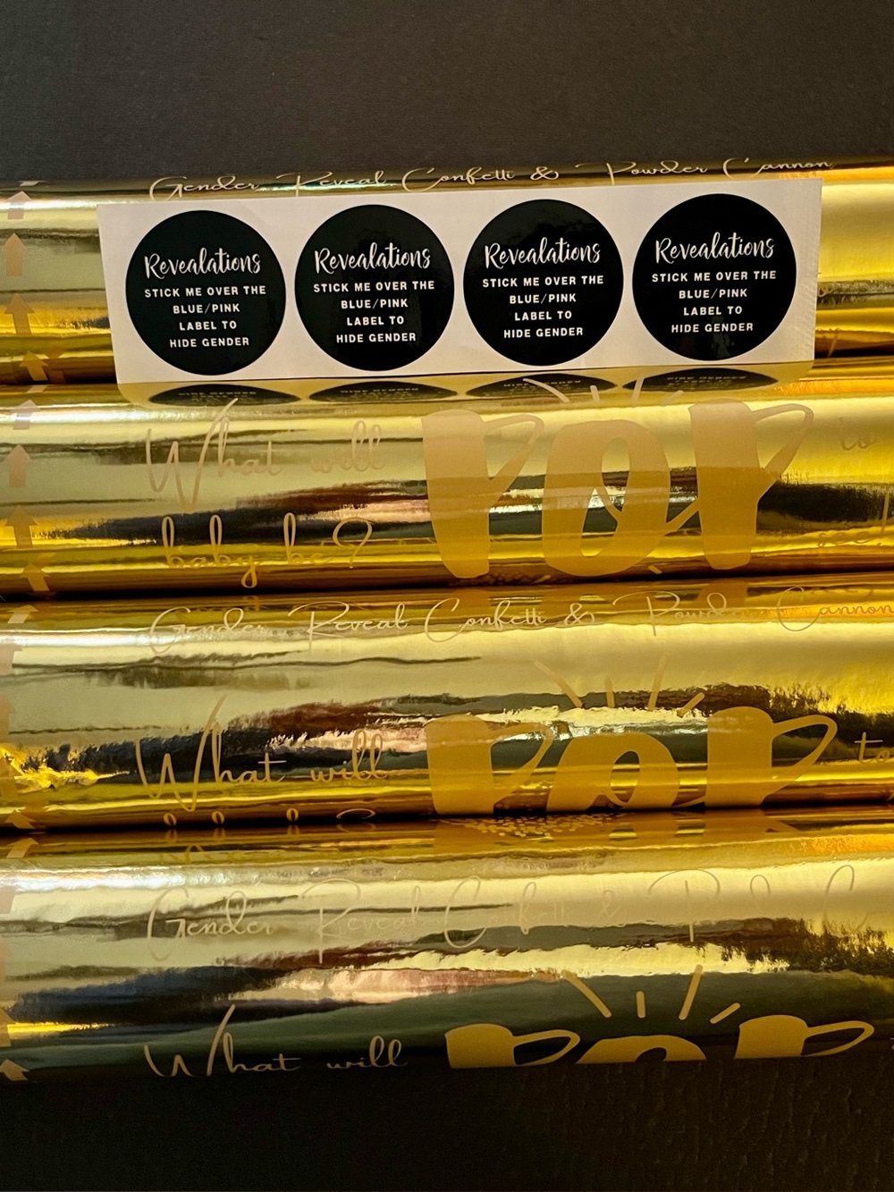 Gold Gender Reveal Confetti Popper 4 pack - Foil Celebration Popper GIRL